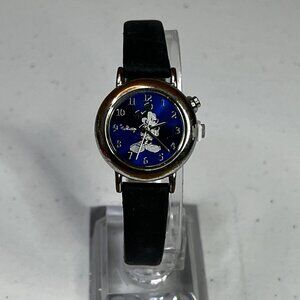 Disney Womens Mickey Mouse Musical Watch With Black Leather Strap